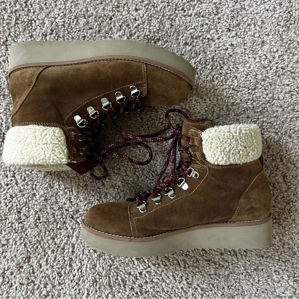 Sam Edelman Brown Franc Leather Faux Fur Ankle Boot Size 7.5M